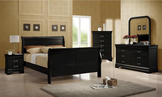 4 Pieces Bedroom Set Black Color  203961