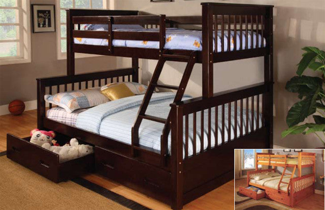 838-BK TWIN/FULL BUNK BED, ESPRESSO FINISH (Expires Nov 30, 2022)