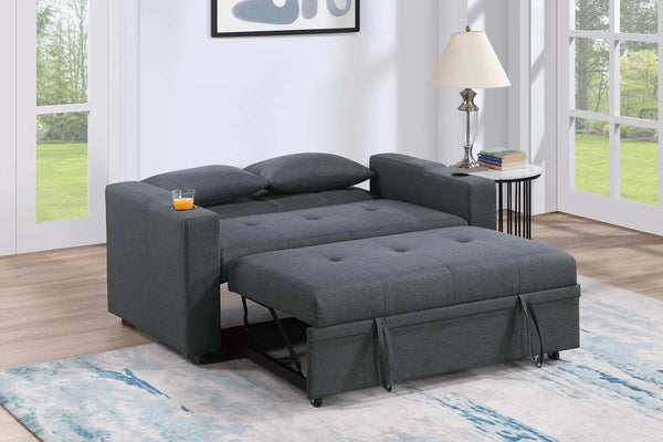 F8533 Convertible Sofa Sleeper Sofa W/ Cup Holders
