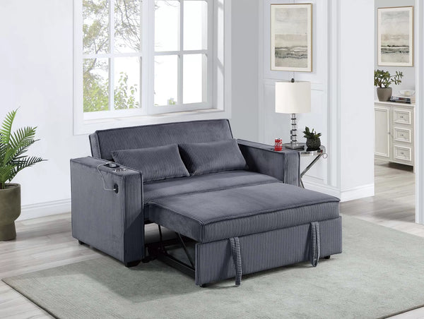 F8547 Convertible Sofa Sleeper Sofa W/ Cup Holders & USB Port