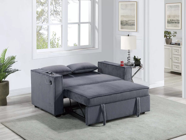 F8547 Convertible Sofa Sleeper Sofa W/ Cup Holders & USB Port