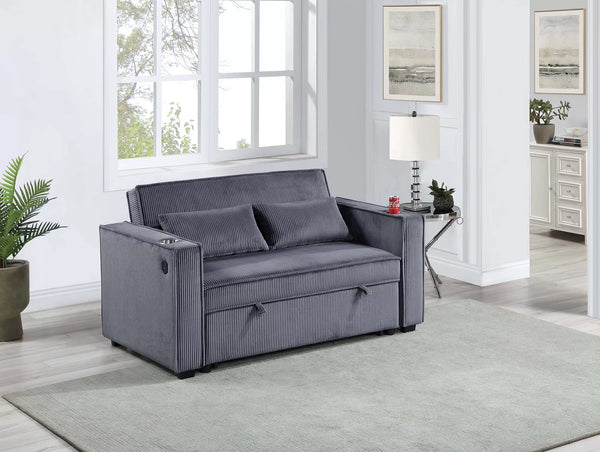 F8547 Convertible Sofa Sleeper Sofa W/ Cup Holders & USB Port