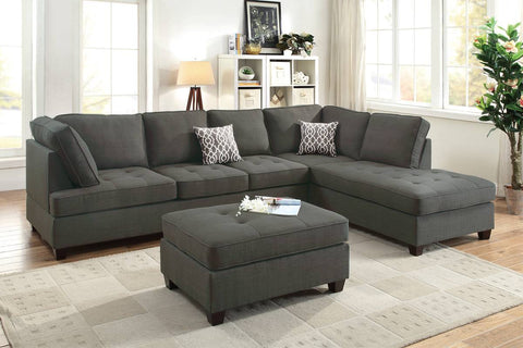 F6988 Ash Black Sectional Sofa