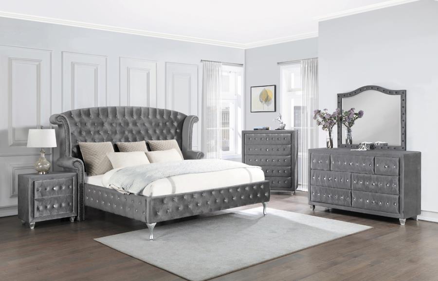 Deanna 4-piece Tufted California King Bedroom Set Grey