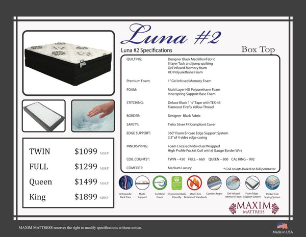Luna II Mattress Collection (Expires Nov 30, 2022)
